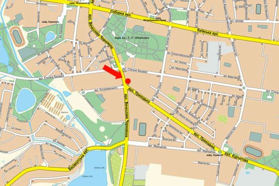 Схема рекламної площини за адресою Черновола ул., 39 / Новака ул., из центра