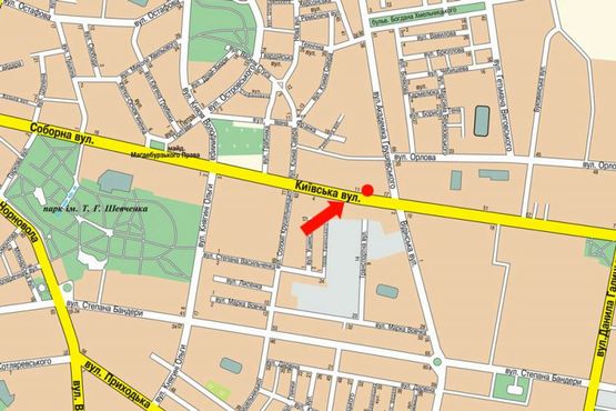 Схема рекламной плоскости по адресу Киевская ул., 6, возле Ощадбанка