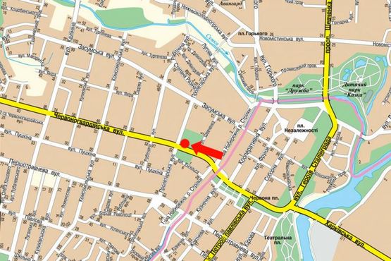 Схема рекламной плоскости по адресу Ильинская ул. (бывш. Красногвардейская ул.) / Ярослава Мудрого ул. (бывш. Пролетарская ул.), 45 (№4)