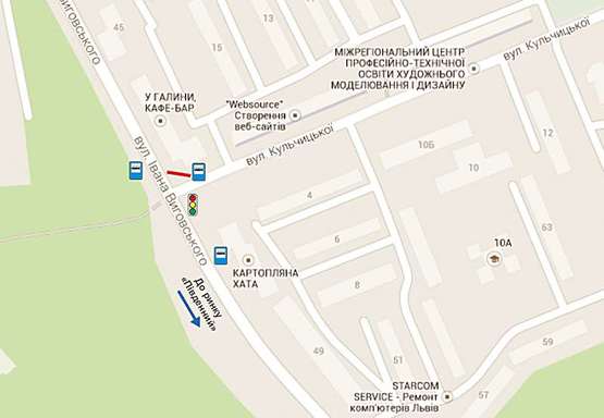 Схема рекламной плоскости по адресу Виговського -  Кульчицької