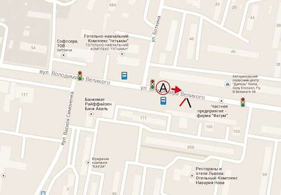 Схема рекламной плоскости по адресу Володимира Великого, 110 (до вул. Стрийської, сторона А)