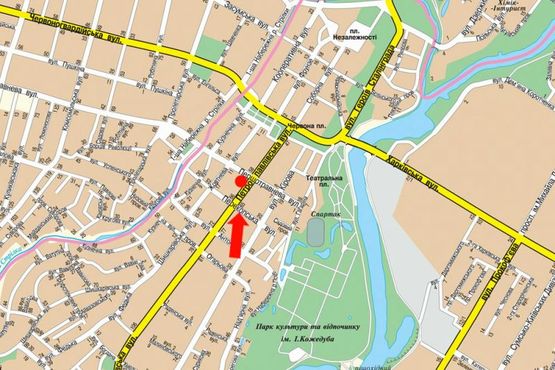 Схема рекламной плоскости по адресу Петропавловская ул., 60, в сторону Первомайской ул.