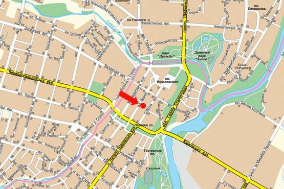 Схема рекламной плоскости по адресу Терезова пер. / Соборная ул., возле Ощадбанка