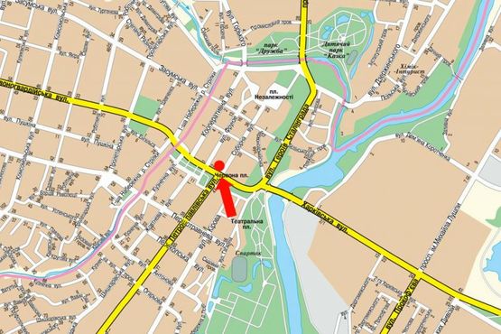 Схема рекламної площини за адресою Соборная ул., возле магазина "Алло"