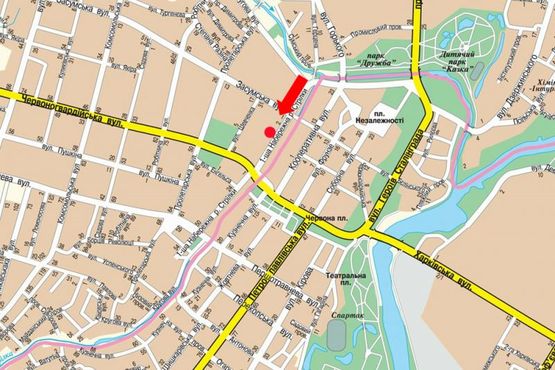 Схема рекламной плоскости по адресу 1-я Набережная ул. реки Стрелки, возле магазина "Цветы", в сторону Ильинской ул. (бывш. Красногвардейская ул.)