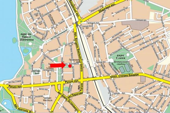 Схема рекламной плоскости по адресу Черновола ул., 2, возле Укртелекома