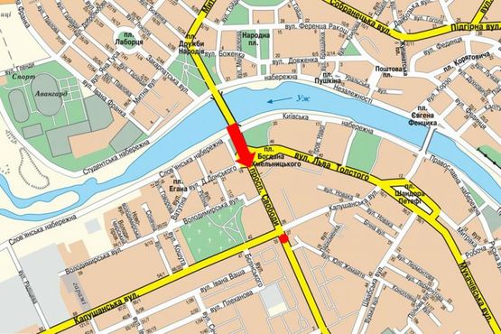 Схема рекламной плоскости по адресу Свободы пр. - ул. Капушанская (ул. Победы), разделитель, супермаркет "Фокстрот"