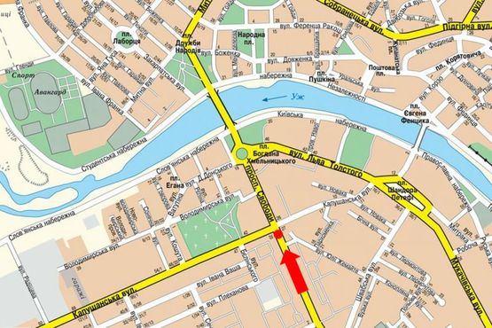 Схема рекламной плоскости по адресу Свободы пр. - ул. Капушанская (ул. Победы), разделитель, супермаркет "Фокстрот"