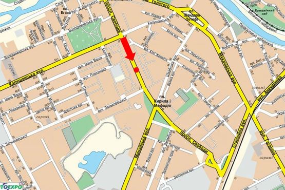 Схема рекламной плоскости по адресу Свободы пр., 32, разделитель, в сторону пл. Кирила и Мефодия