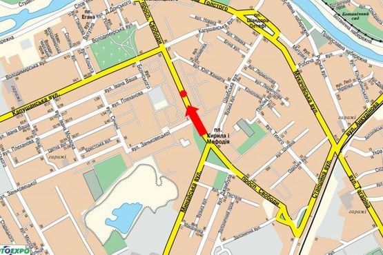 Схема рекламной плоскости по адресу Свободы пр., 32, разделитель, в сторону пл. Б. Хмельницкого