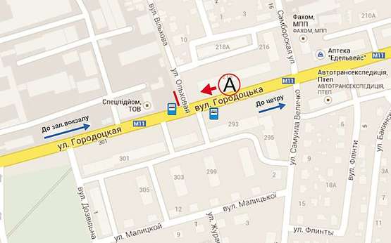 Схема рекламної площини за адресою Городоцька, 222 (сторона А)  з центру Схема рекламної площини за адресою Городоцька, 222 (сторона А)  з центру