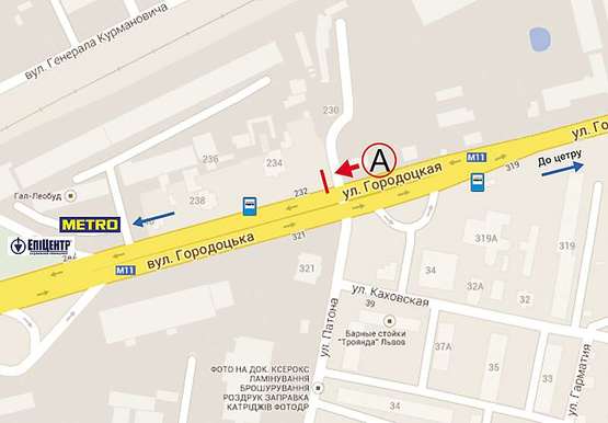 Схема рекламной плоскости по адресу Городоцька, 234а - Патона(з центру)  сторона А Схема рекламной плоскости по адресу Городоцька, 234а - Патона(з центру)  сторона А