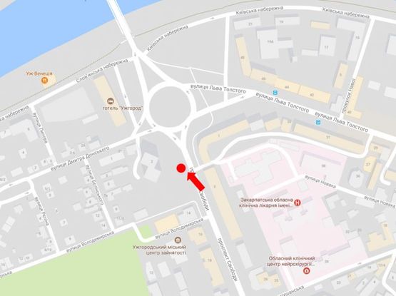 Схема рекламної площини за адресою Свободы пр., 2, в сторону пл. Дружбы Народов, остановка