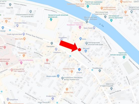 Схема рекламной плоскости по адресу Шандора Петефи пл., 15, центр, в сторону ул. Станционная, остановка