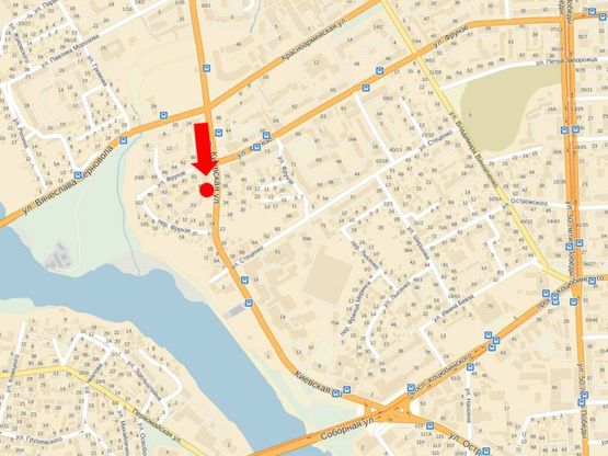 Схема рекламної площини за адресою Киевская ул, 25, в центр