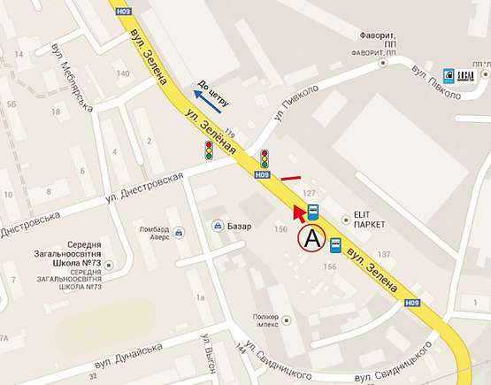 Схема рекламної площини за адресою Зелена, 137 (А) -  Дністровська