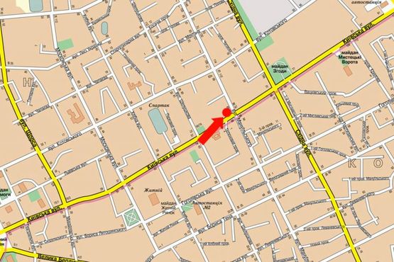 Схема рекламной плоскости по адресу Киевская ул., 65 / Мазепы ул. (бывш. ул. Мануильского), на светофоре