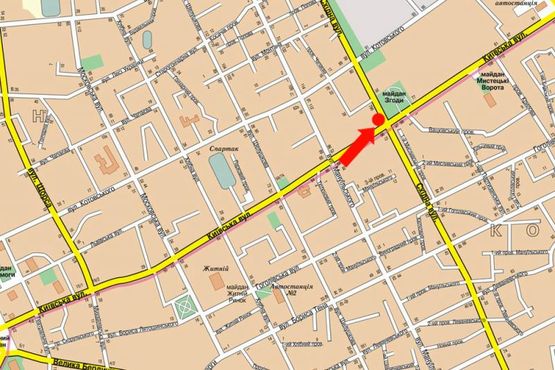 Схема рекламной плоскости по адресу Киевская ул., 75 / ул. Восточная, возле ломбарда "Благо"