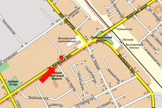 Схема рекламной плоскости по адресу Киевская ул., 81, возле супермаркетов "Вопак", "Фокстрот"