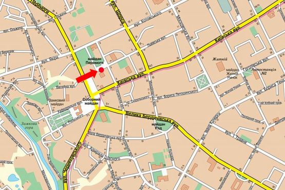 Схема рекламной плоскости по адресу Победы пл., 3, возле магазина "Космо", универмага "Молодежная мода"