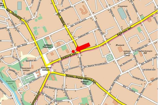 Схема рекламной плоскости по адресу Киевская ул., 17/1 / Покровская ул. (бывш. ул. Щорса)