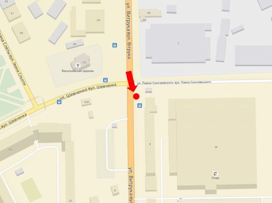 Схема рекламной плоскости по адресу Витрука ул., 9В, возле супермаркетов "Олди","Эльдорадо" и "Фуршет"