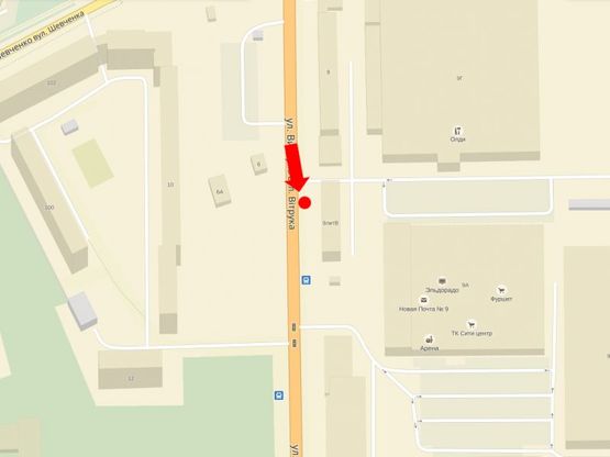 Схема рекламной плоскости по адресу Витрука ул., 9В, возле супермаркетов "Олди","Эльдорадо" и "Фуршет"