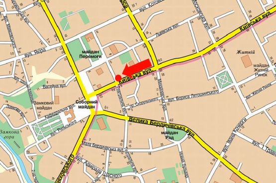 Схема рекламной плоскости по адресу Киевская ул., 9 / ул. Театральная, возле ПУМБа, на светофоре