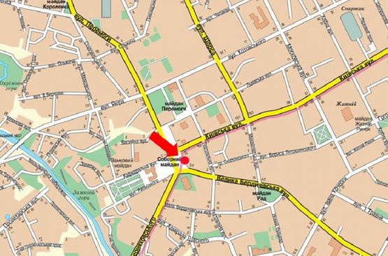 Схема рекламної площини за адресою Соборная пл., 3, возле центра обслуживания абонентов МТС