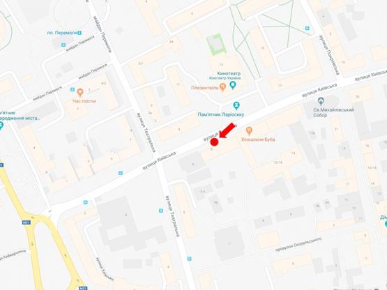 Схема рекламной плоскости по адресу Киевская ул., 8, остановка «Михайловский собор», в центр