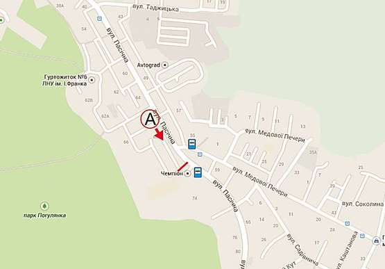 Схема рекламної площини за адресою Пасічна, 70 Схема рекламної площини за адресою Пасічна, 70