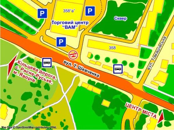 Схема рекламной плоскости по адресу вул. Шевченка, 358 "а" (супермаркет "ВАМ"), місце 2 Схема рекламной плоскости по адресу вул. Шевченка, 358 "а" (супермаркет "ВАМ"), місце 2