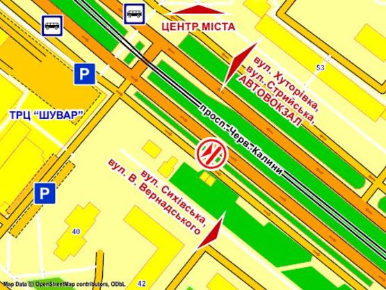 Схема рекламної площини за адресою пр. Черв. Калини, 40 (заїзд до ринку "Шувар", парна стор. місце 6, розмір 2,3 х 3,2 м, скролл Схема рекламної площини за адресою пр. Черв. Калини, 40 (заїзд до ринку "Шувар", парна стор. місце 6, розмір 2,3 х 3,2 м, скролл