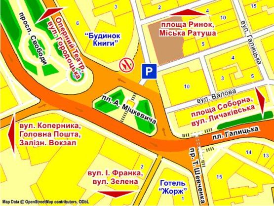 Схема рекламной плоскости по адресу пл. Міцкевича (біля Будинку Книги), місце 2