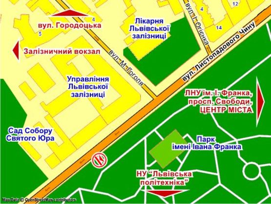 Схема рекламної площини за адресою вул. Листопадового Чину (біля парку ім. Івана Франка), місце 7 Схема рекламної площини за адресою вул. Листопадового Чину (біля парку ім. Івана Франка), місце 7