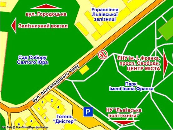 Схема рекламной плоскости по адресу вул. Листопадового Чину (біля парку ім. Івана Франка), місце 8 Схема рекламной плоскости по адресу вул. Листопадового Чину (біля парку ім. Івана Франка), місце 8