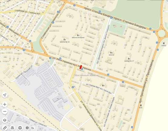 Схема рекламної площини за адресою Л. Українки, 8, сторона А