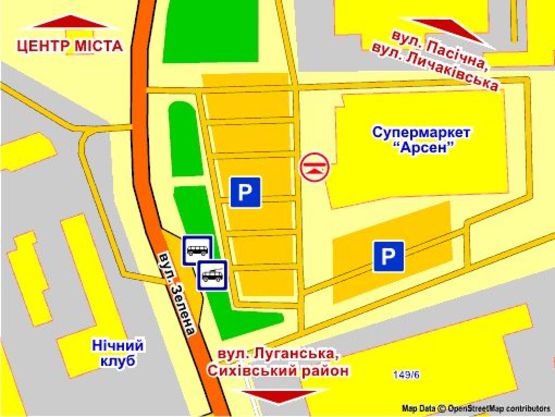 Схема рекламної площини за адресою вул. Зелена (супермаркет "Арсен"), місце 3 Схема рекламної площини за адресою вул. Зелена (супермаркет "Арсен"), місце 3