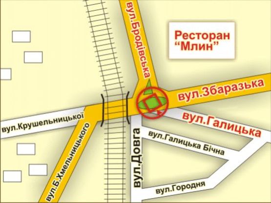 Схема рекламной плоскости по адресу вул. Бродівська – Збаразька (кільце, зі сторони вул. Галицької)