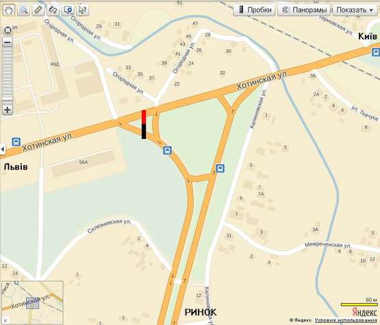 Схема рекламной плоскости по адресу Калинівська-Хотинська (заїзд на Калинівський ринок зі ст. Львова) Схема рекламной плоскости по адресу Калинівська-Хотинська (заїзд на Калинівський ринок зі ст. Львова)
