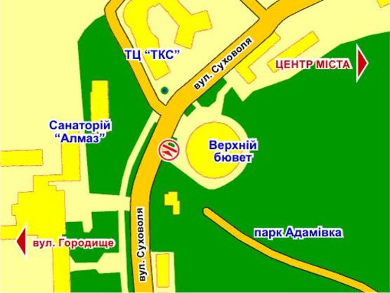 Схема рекламной плоскости по адресу вул. Суховоля (біля Верхнього бювету) Схема рекламной плоскости по адресу вул. Суховоля (біля Верхнього бювету)