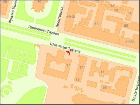 Схема рекламной плоскости по адресу Тараса Шевченко бул. 17 (2) Схема рекламной плоскости по адресу Тараса Шевченко бул. 17 (2)