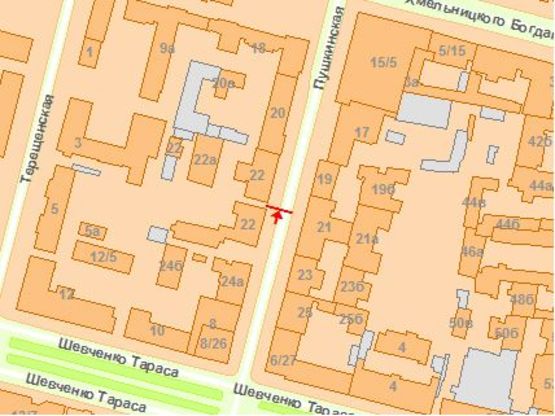 Схема рекламної площини за адресою Пушкинская ул. 22 (1) Схема рекламної площини за адресою Пушкинская ул. 22 (1)