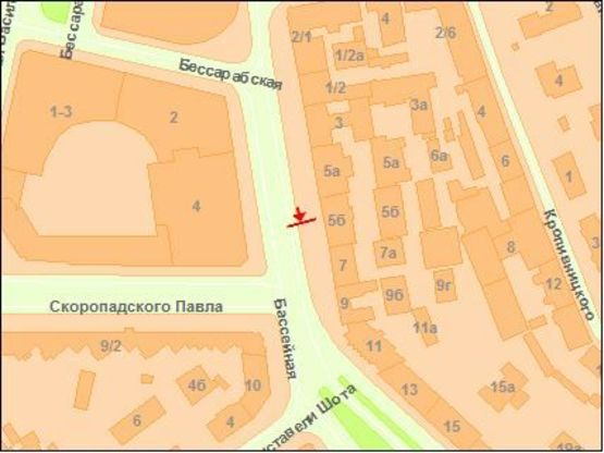 Схема рекламной плоскости по адресу Бассейная ул. 5б, напротив Arena City Схема рекламной плоскости по адресу Бассейная ул. 5б, напротив Arena City