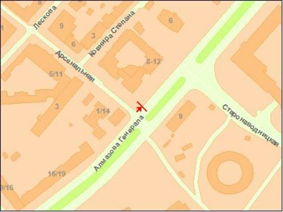 Схема рекламної площини за адресою Алмазова ул. 8-12 (3) Схема рекламної площини за адресою Алмазова ул. 8-12 (3)