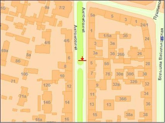 Схема рекламної площини за адресою Антоновича ул. 5 Схема рекламної площини за адресою Антоновича ул. 5