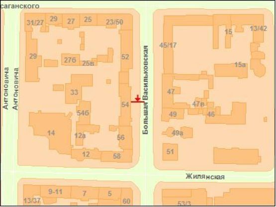 Схема рекламной плоскости по адресу Большая Васильковская ул. 54 Схема рекламной плоскости по адресу Большая Васильковская ул. 54