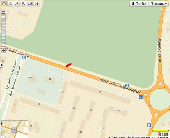 Схема рекламной плоскости по адресу Бандери (парк), А Схема рекламной плоскости по адресу Бандери (парк), А