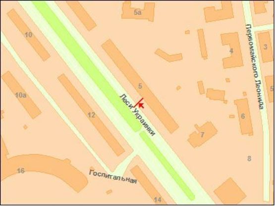 Схема рекламной плоскости по адресу Леси Украинки бул. 5 (2) Схема рекламной плоскости по адресу Леси Украинки бул. 5 (2)