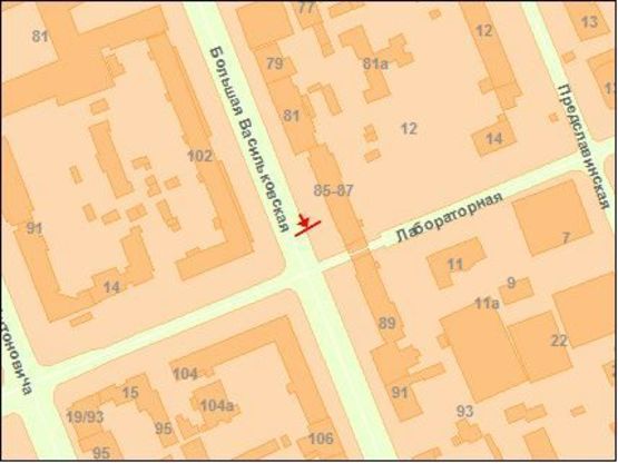 Схема рекламної площини за адресою Большая Васильковская ул. 85-87 Схема рекламної площини за адресою Большая Васильковская ул. 85-87